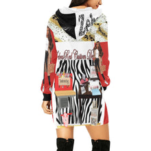 Load image into Gallery viewer, ZebraRed dress All Over Print Hoodie Mini Dress (Model H27)
